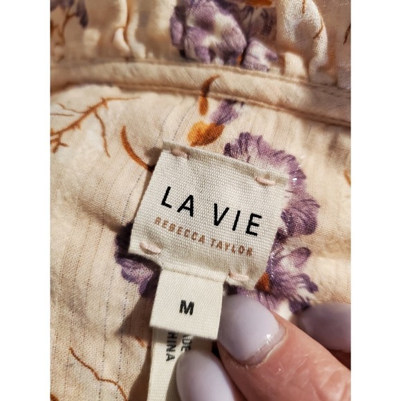 La Vie by‎ Rebecca Taylor High neck Metallic thread Blouse Medium - Picture 6 of 9